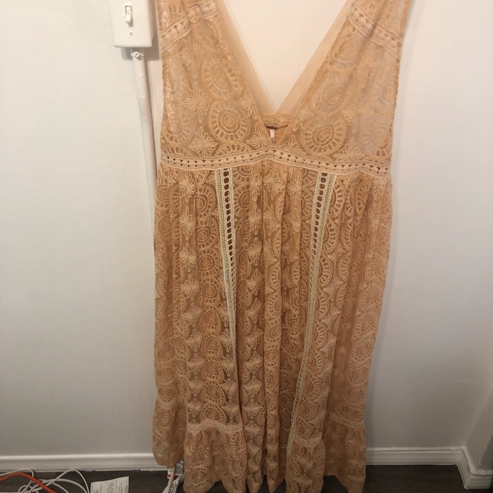 NEW Free People Maxi/Long Beige/Orange Dress S/M